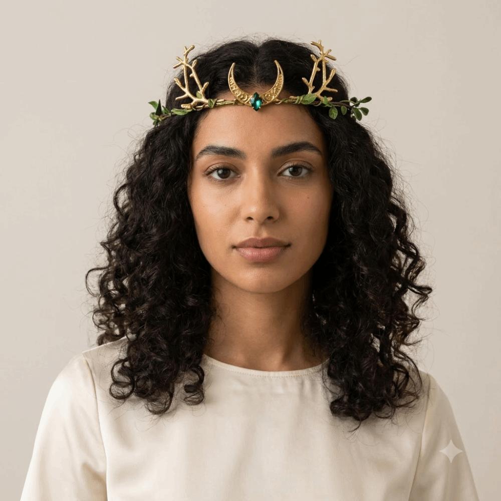 Couronne Diadème Elfique Fantaisie Headpiece de Fée Tiara d'Elfe Fee Cosplay Hallowmas