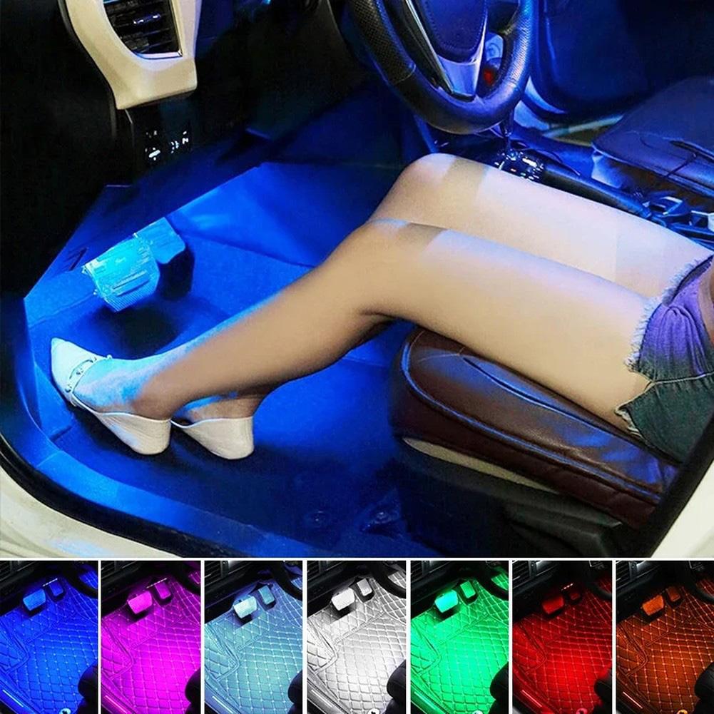 24 LED USB Car Foot Light Strip for Interior Decorative Lighting and Atmosphere Enhancement On Dashboard and Floor