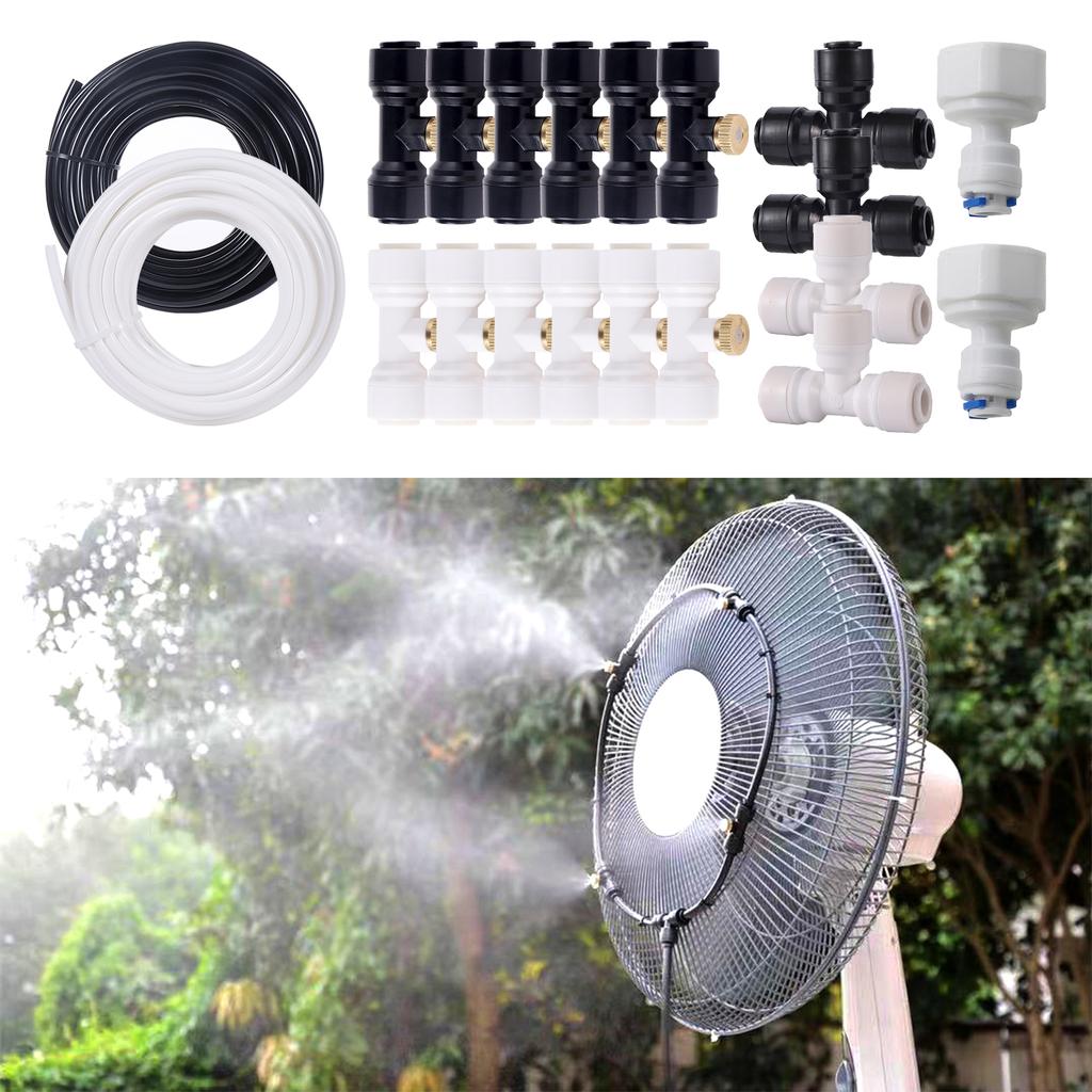 16 Inch Outdoor Fan Cooling Misting System Mist Fan Nozzles Kit Water Fog Sprayer Fan Sprayer Outdoor Garden Patio Nebulizer