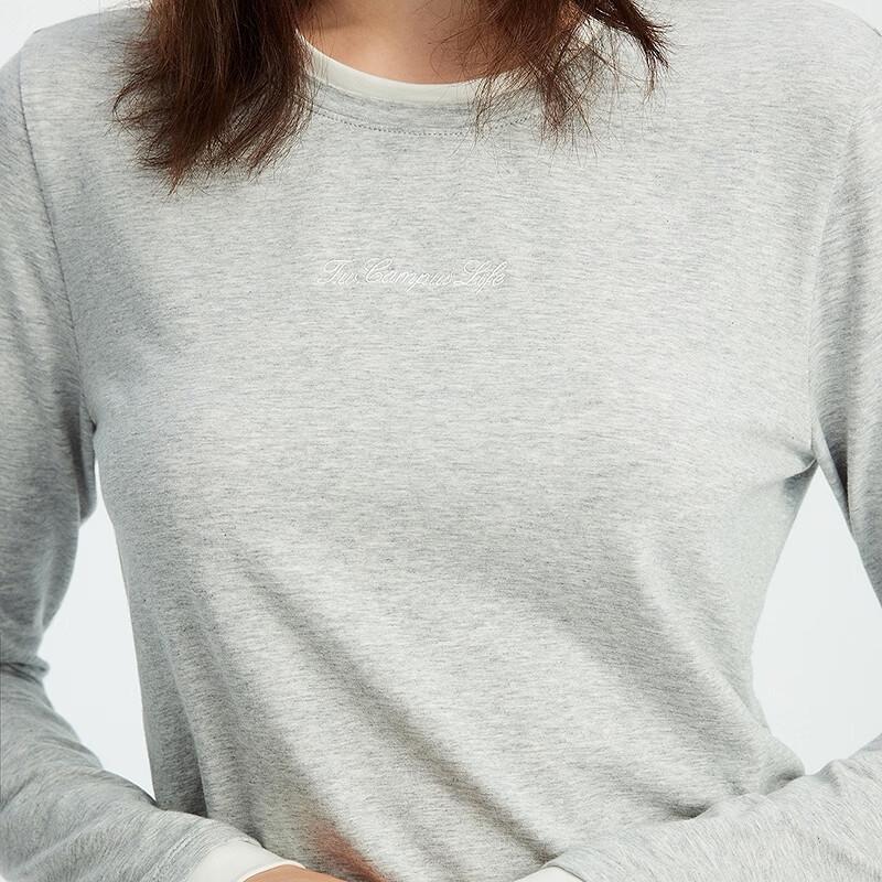 Teenie Weenie Women's Spliced Round Neck Long Sleeve T-Shirt