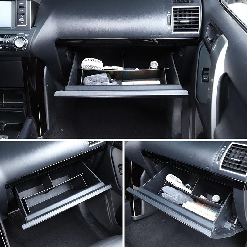 For Toyota Land Cruiser Prado 150 2010-2025  ABS Black Car Glove Box Interval Storage Box Car Accessories