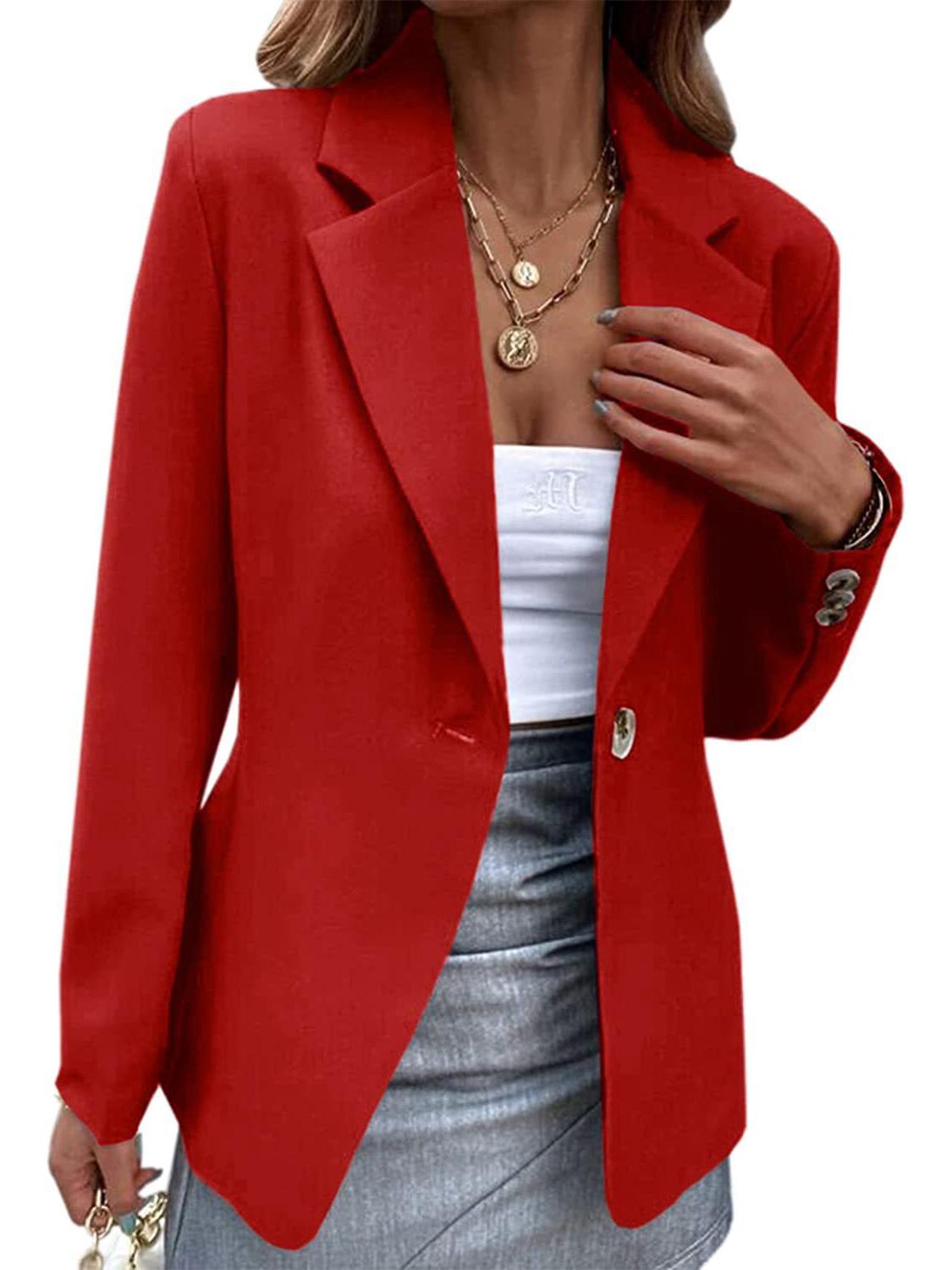 

Женский осенне-зимний повседневный пиджак с длинным рукавом и цветными блоками на одной пуговице L