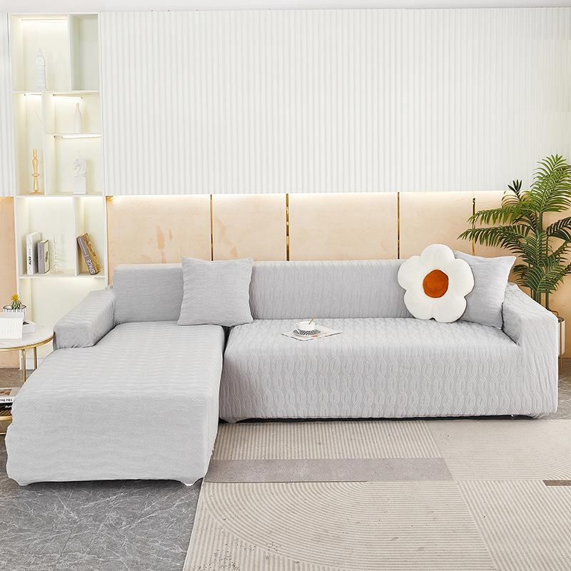 High-end Elastic Solid Color Thick Needle Thickened Jacquard Sofa Cover Embossed Dust Cover All-inclusive Sofa Cover