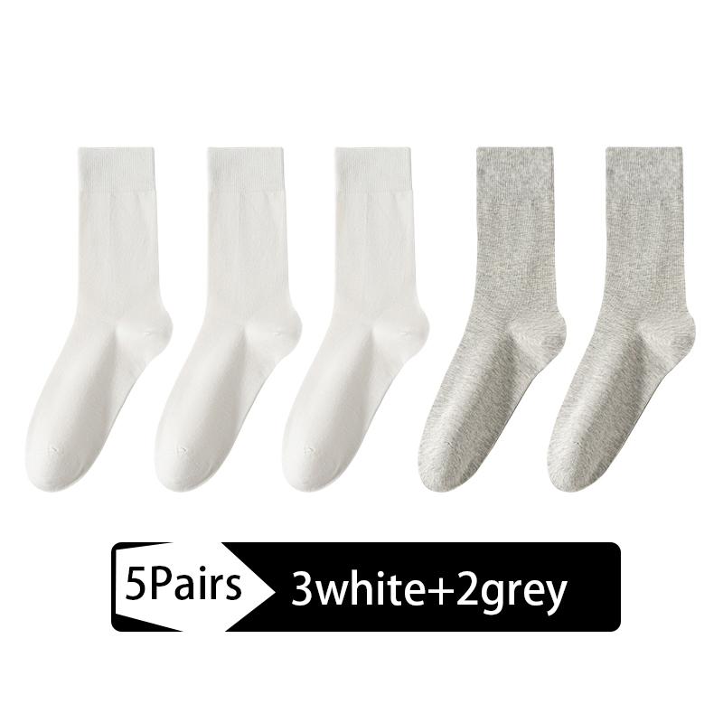 5Pairs Men's Combed Cotton Socks Boneless Suture New Casual Breathable Black White Business Male Long Sock High Quality EU38-45