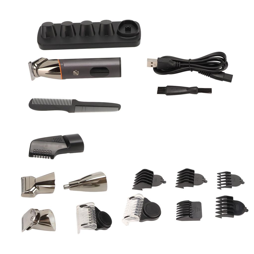 Electric Hair Clipper Waterproof Nose Hair Cutter Eyebrow Grooming Beard Trimming Set with 6 Guide Combs