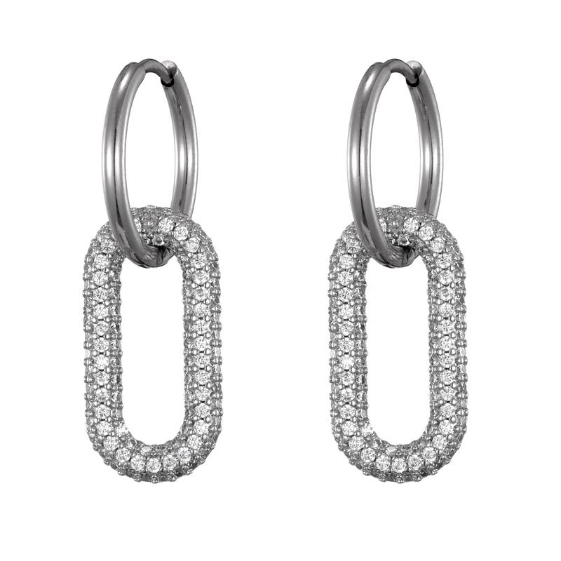 

Classic Stainless Steel Ear Buckle For Women Trendy Gold Silver Color Big Oval Rectangle Hoop Huggie Punk Hip Hop Jewelry Gift