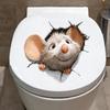 3D Mouse Breaking Through Wall Toilet Sticker, Self-Adhesive Removable Funny Bathroom Decor for Toilet Seat Wall Decoration