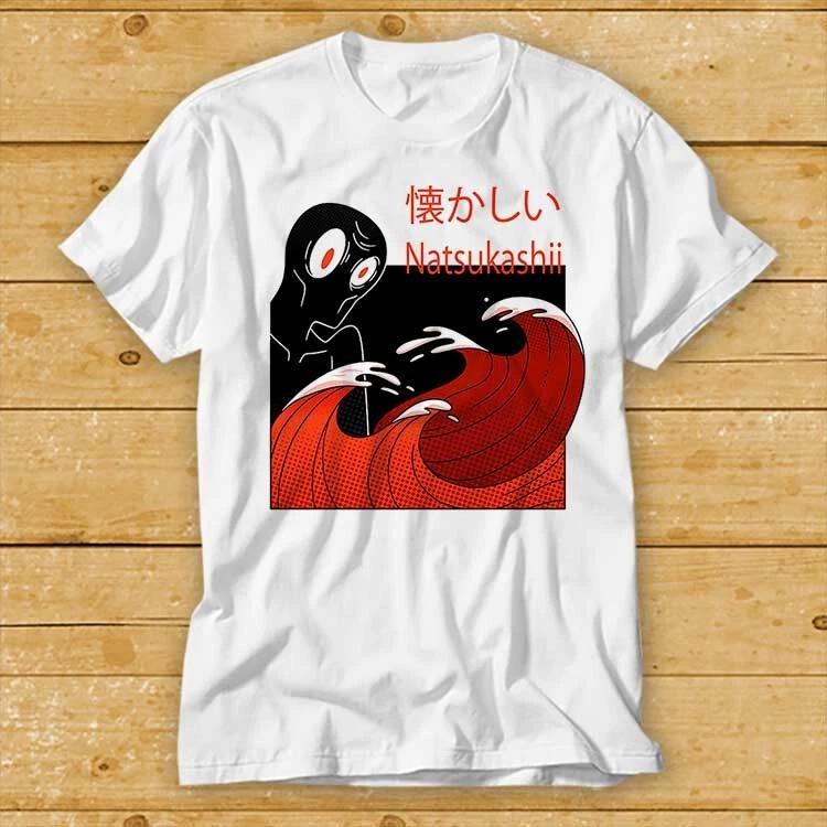 Nostalgia Natsukashii Japanese Calligraphy Great Wave Off Kanagawa T Shirt 2400 S