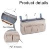 Bedside Hanging Organizer with 3 Large Pockets Sturdy Cotton Linen Material Waterproof Coating for Bedroom Office RV