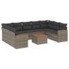 10 piece Garden Sofa Set with Cushions Grey Poly Rattan