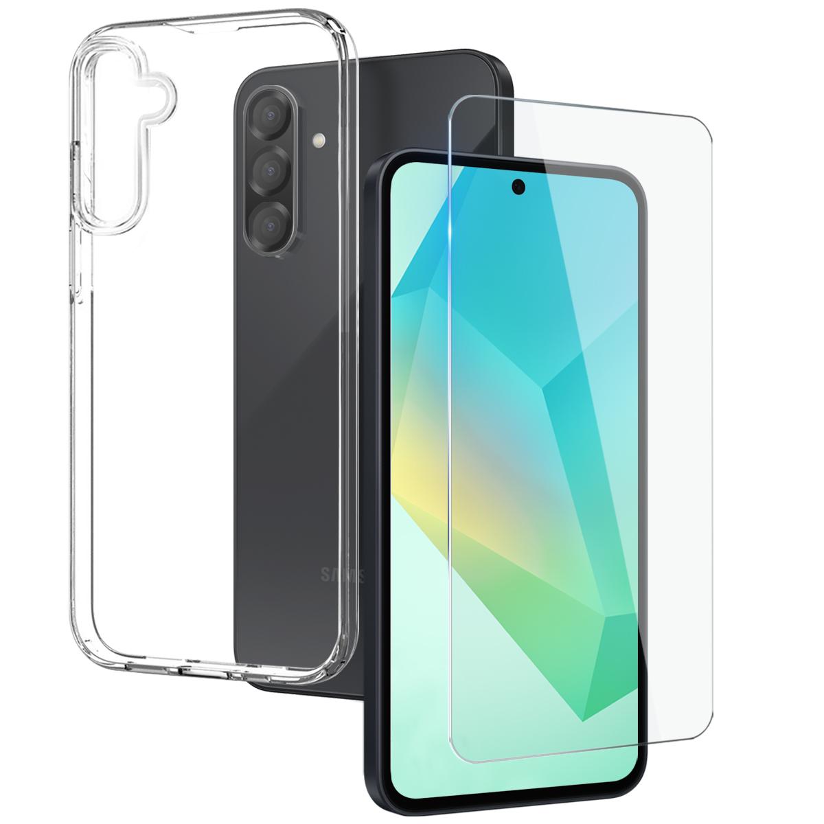 

For Samsung Galaxy A36 5G Clear Case Soft TPU Phone Cover with Tempered Glass Screen Protector Style A
