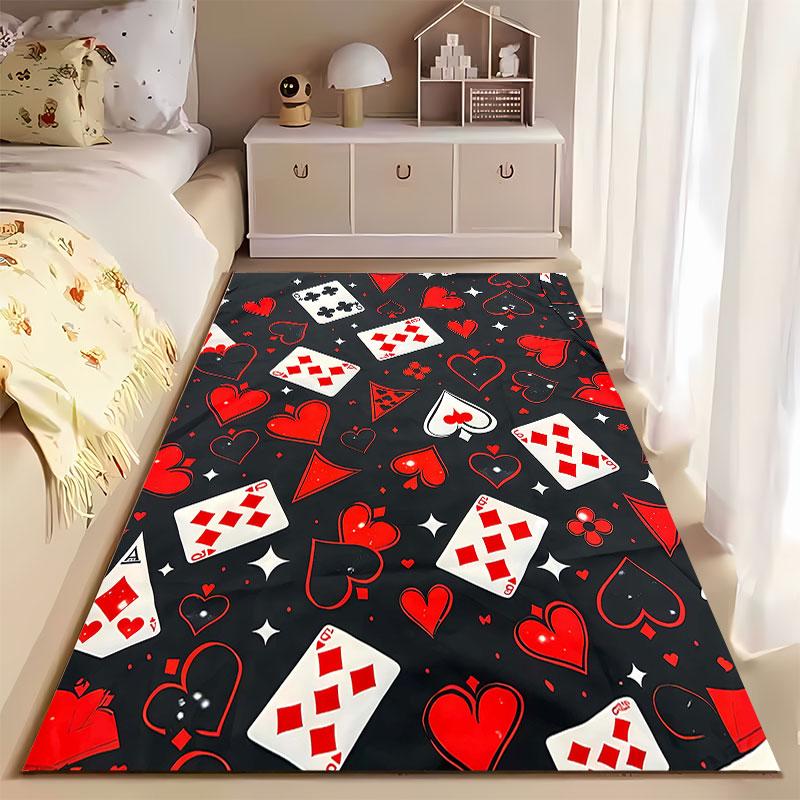 Playing Cards & Heart Pattern Suitable As a Non-slip Mat for the Living Room or Bedroom Sofa