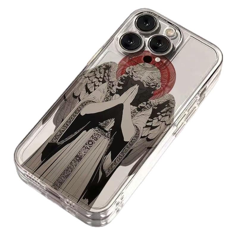 Retro Angel Sculpture iPhone Case for 13, 14, 15, 16, and 17 Promax - European & American Design