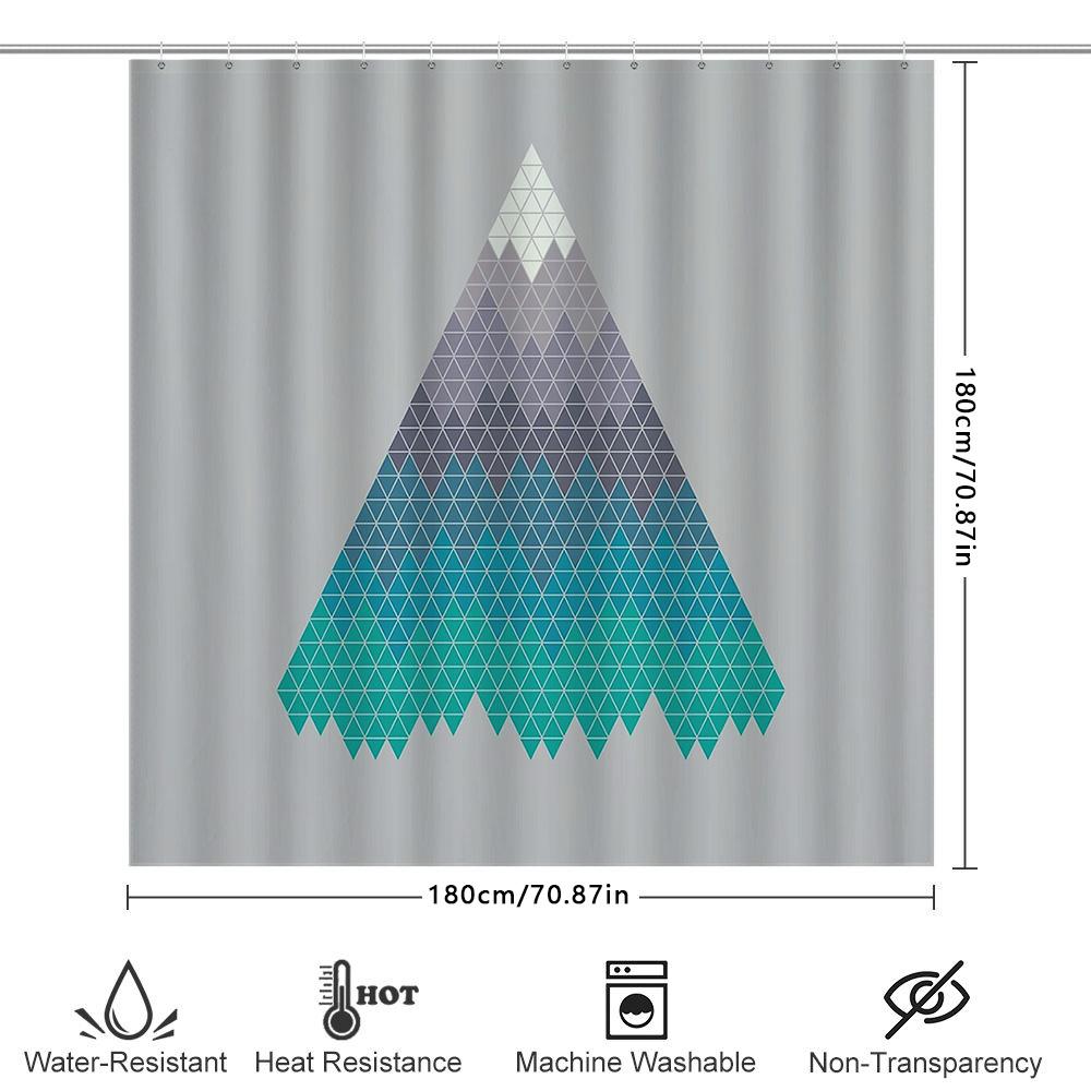 Geometric Triangle Shower Curtain Abstract Modern Waterproof Bathroom Decor Set Liner
