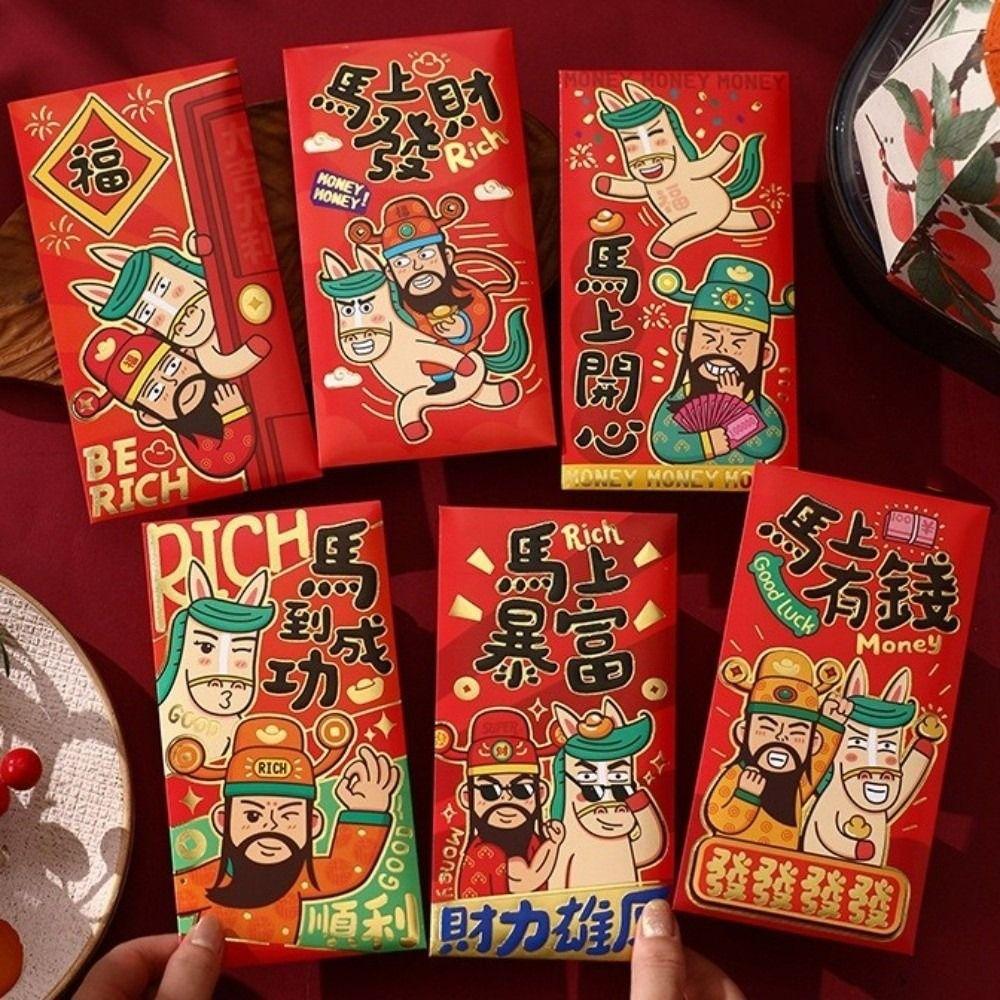 6pcs Blessing 2026 Horse Year Red Envelopes Chinese Style Money Envelope Spring Festival