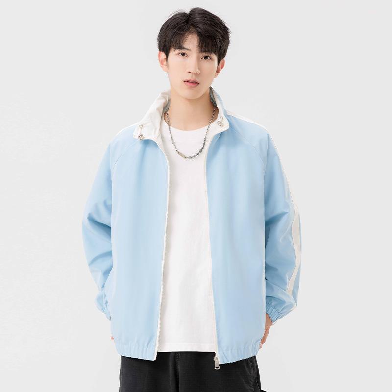 Jacket Men's Spring and Autumn New Men's and Women's Same Double-Sided Stand-Up Collar Jacket Trendy Outdoor Sports Casual Jacket