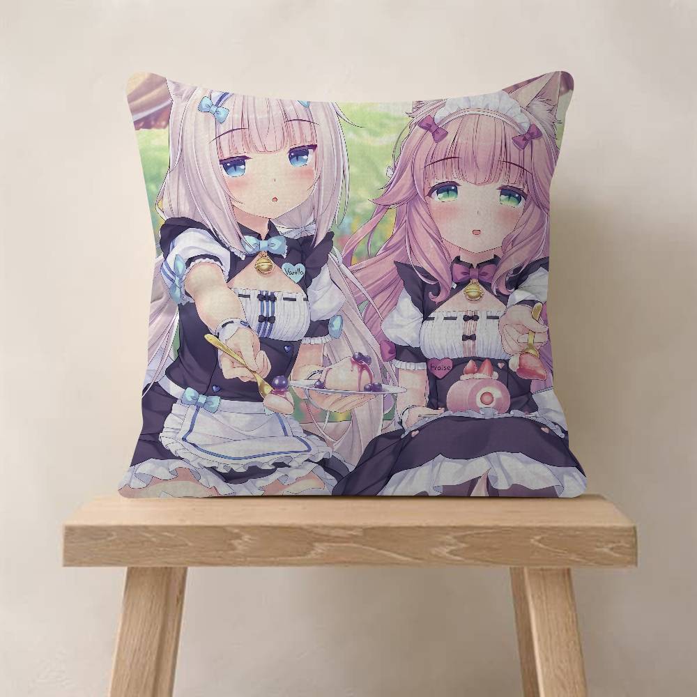 Anime Nekopara Pillow Anime Pillow Sofa Bed Head Pillow Cover Cushion Cover Fashion Peach skin 18*18(CM)-1Pcs