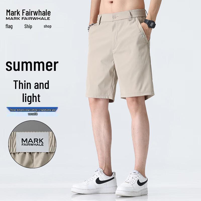 MARK FAIRWHALE Men s Summer Business Casual Straight-Leg Shorts L