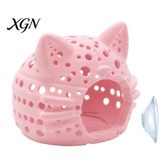 Fish Tank Hideout Aquarium Shrimp Cave, Cat Head with Suction Hiding Cave Cup, Decorative for Betta Tanks Accessories