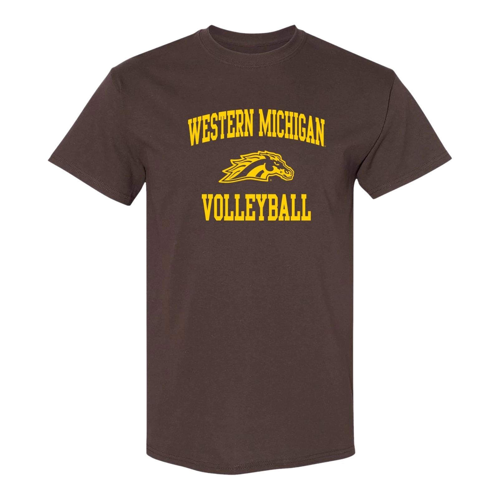 Western Michigan Arch Logo Volleyball T-Shirt - Dark Chocolate 3XL