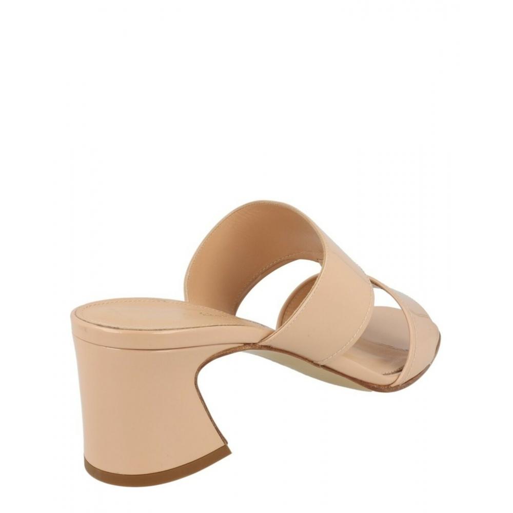 Salvatore Ferragamo Tot 55 Patent Leather Sandals Bone