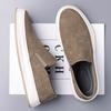 New Fashion Khaki Grey Slip On Loafers Men's All-match Leather Platform Casual Shoes Male Luxury Designer Walking Footwears