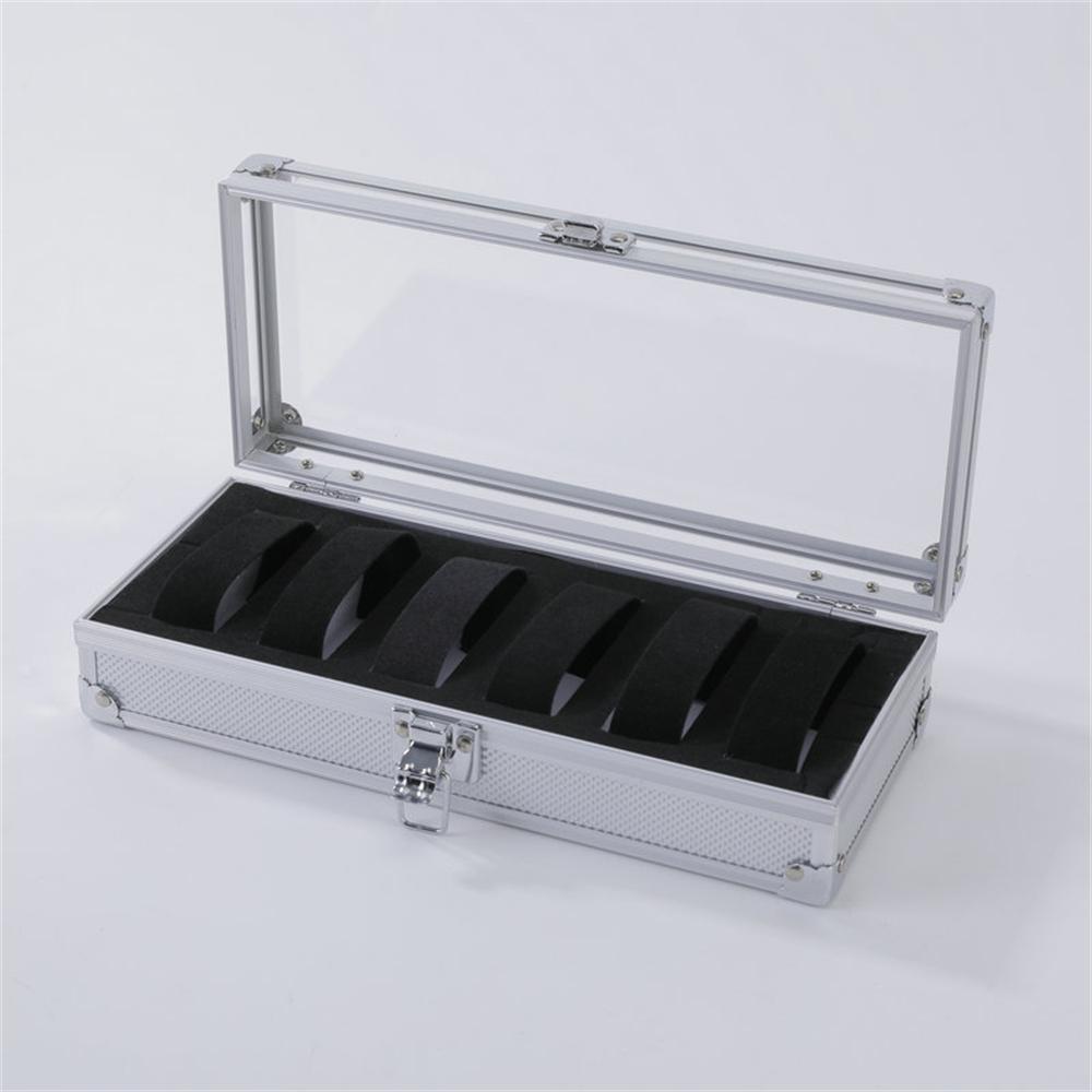 

6/12/24 Grid Aluminium Watches Box Useful Jewelry Watches Display Storage Box Square Case Suede Inside Rectangle Watch Holder