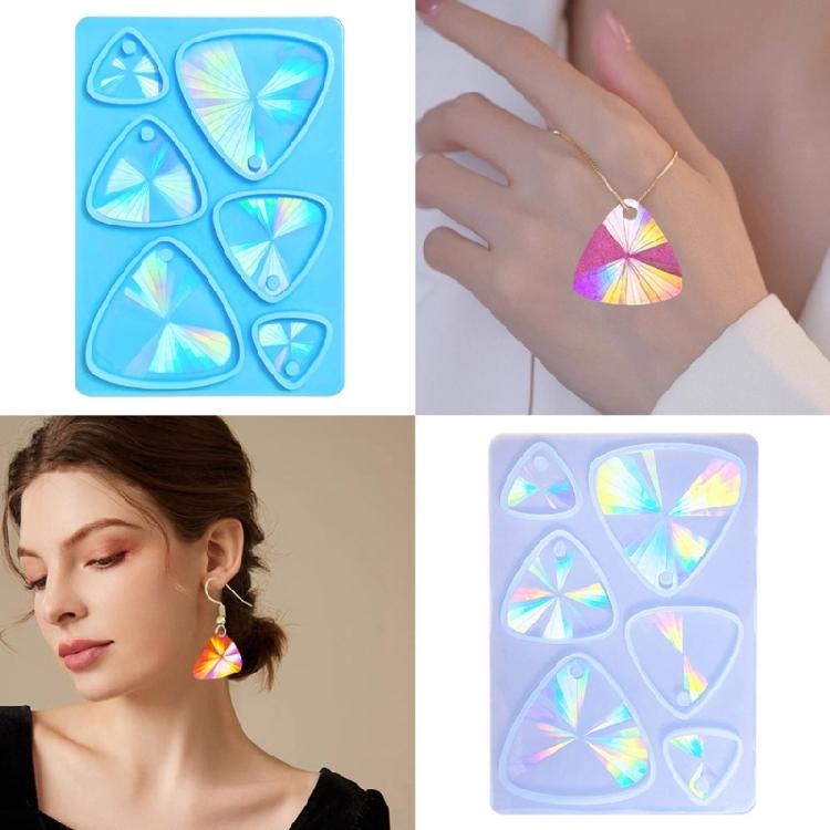 DIY Holographic Crystal Epoxy Resin Silicone Mold Triangle Earring Keychain DIY
