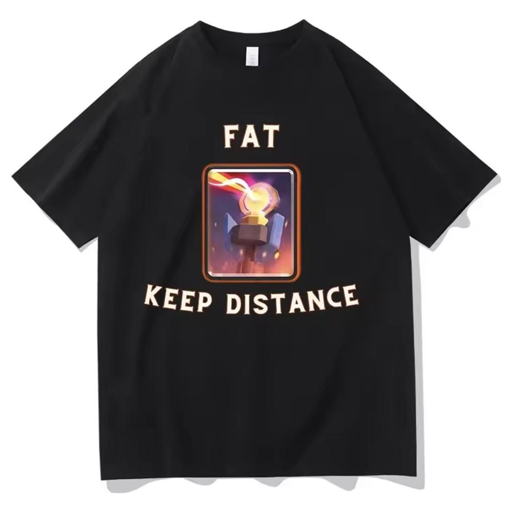 

Fat Keep Distance Meme Men Clothing Tee Shirt Homme New in Top & Tees short sleeve Round Neck Printing Pullover T-Shirt 50278 S