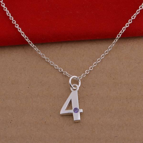 925 Silver Plated Versatile Jewelry Set: Number-4 Earrings and Necklace - European & American Fashion