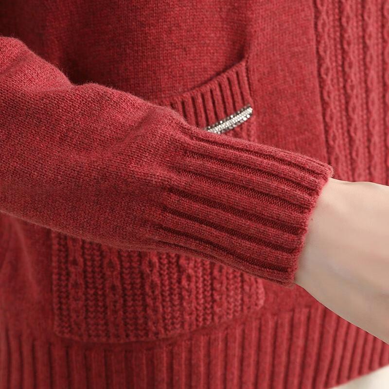 Yiliteng Women's Pure Wool Semi-High Collar Sweater