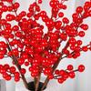 37/63cm Artificial Berry Branch Foam Christmas Decorative Red Berries Branch Xmas Tree Tabletop Vase Wealth Fruit Ornaments