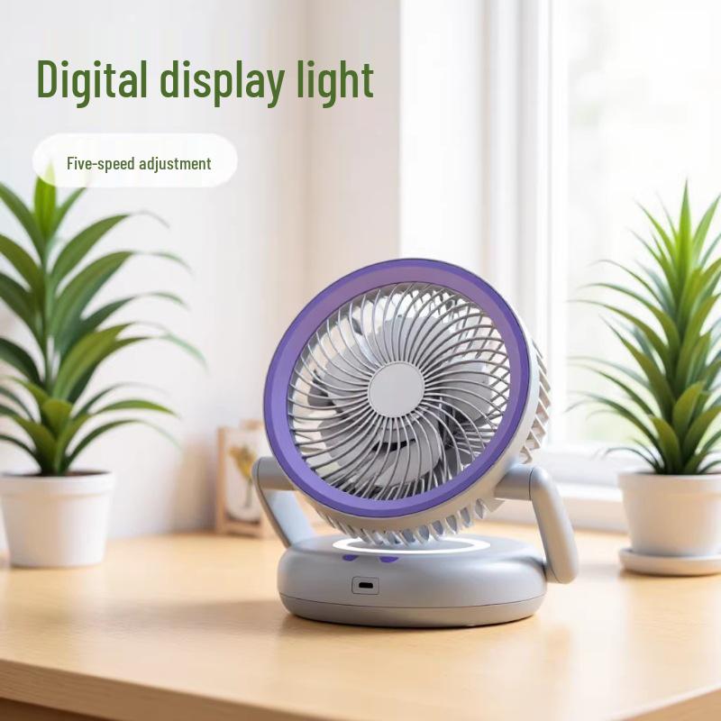 Compact Silent Night Light & Dual-Use Electric Fan - Portable Wall/Desktop Folding Design