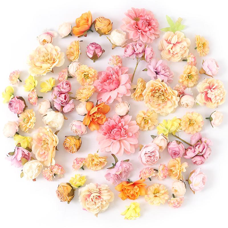 Mixed Artificial Rose Flowers Heads Fake Flower for Home Hoom Decor Garden Wedding Decoration DIY Craft Garland Gifts Accessory