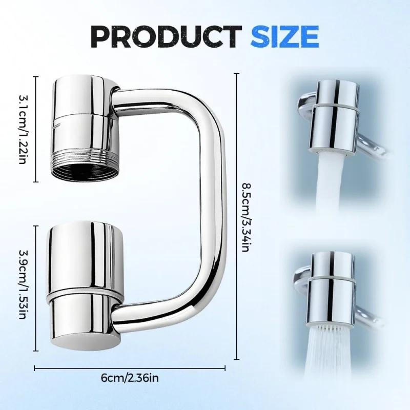 New U Shape Bathroom Sink Metal Faucet Expander 1080° Swivel 2-Mode,Splashproof Water-Saving Pressurized Sink Extension Filter