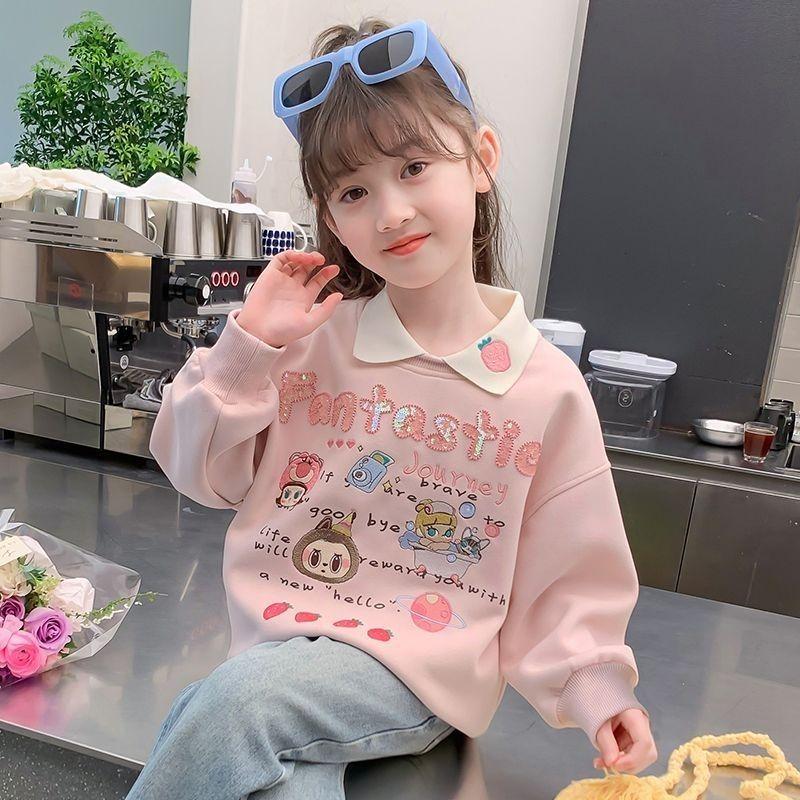 Girls Printed Hooded Sweatshirt Long Sleeve Casual Top for Spring and Autumn