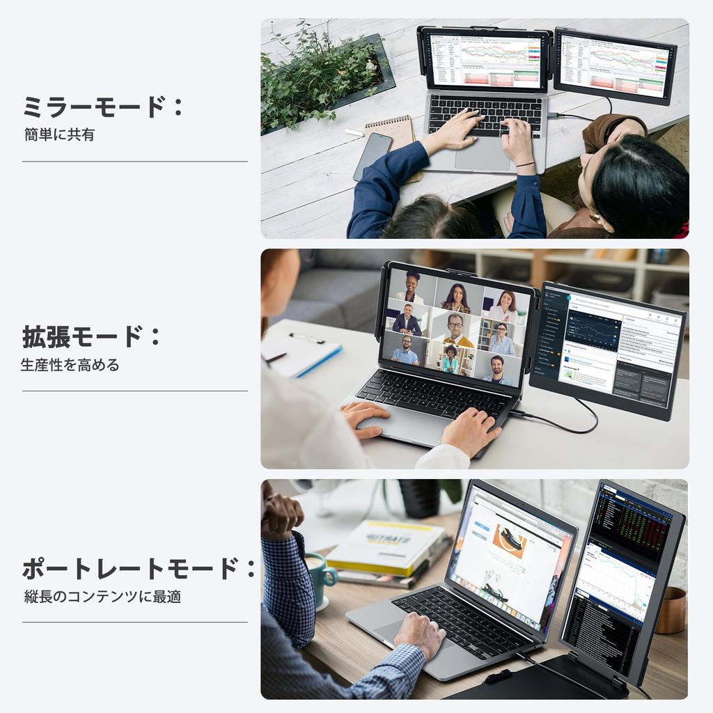 Laptomo Dual IPS Mobile FHD Portable Dual Screen Laptop Display Compatible with inch Laptops with Compatible with and Switch Single Monitor, 14-inch