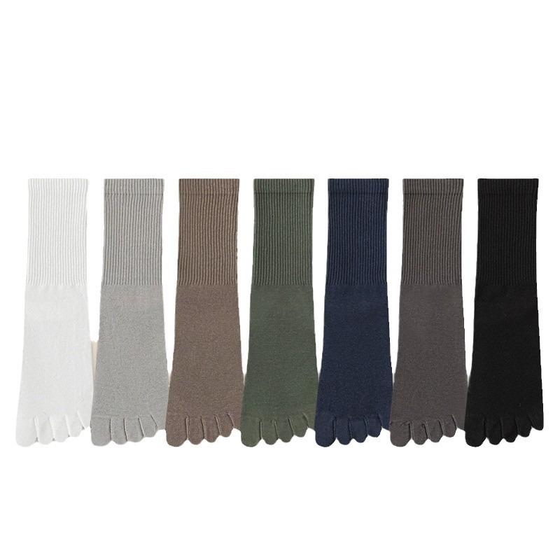 Five-fingered Socks, Men's Cotton Socks, Mid-calf Socks, Sports Sweat-absorbing Long Toe Socks, Anti-odor Long Socks, Toe Splitting Socks