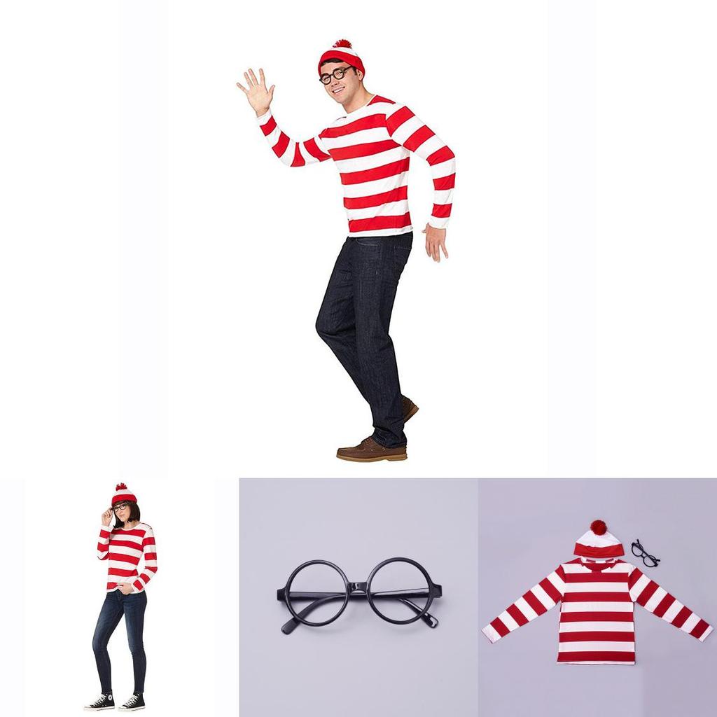 Where's Wally Halloween Costume Fun And Smart Uk Anime Cos Dress-up Outfit