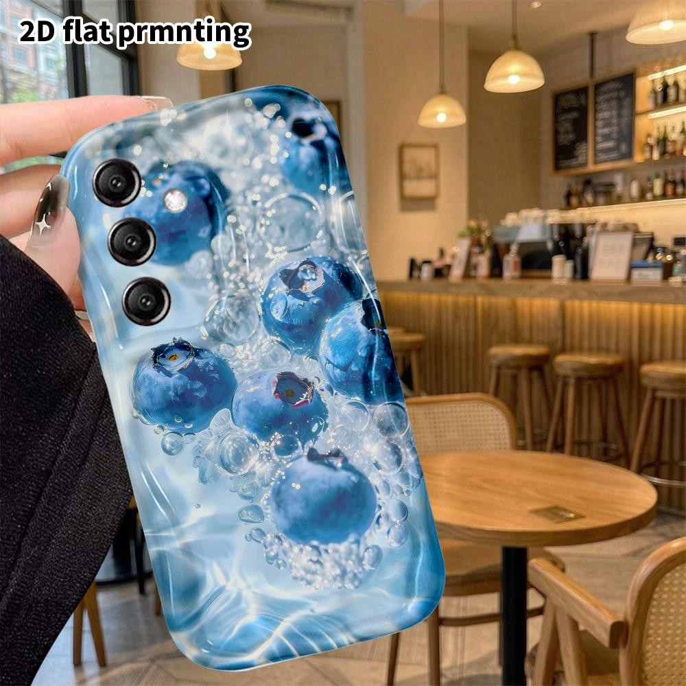 Phone Case: 2D Flat Samsung Galaxy A34 A35 S20 S22 S21 FE Plus Ultra Protective Case, Water Blueberry, Christmas Halloween Holiday Gift