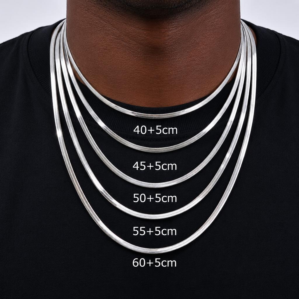 3/4/5mm Edelstahl Klinge Kette Halskette für Männer, Wasserdicht Nicht verblassend Flache Schlangen Glieder Kette, Mode Schmuck Zubehör