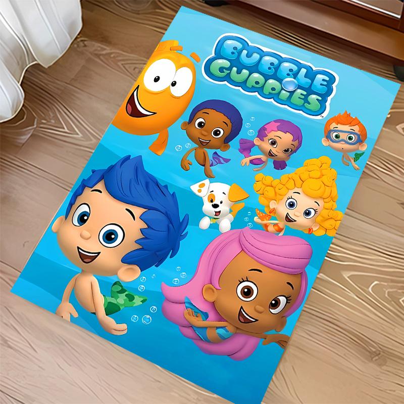 1pc Bubble Guppies Print Area Rug - Soft,Washable Non-Slip Indoor Mat for Office Chairs,Living Room,Home Office Decorative Rug