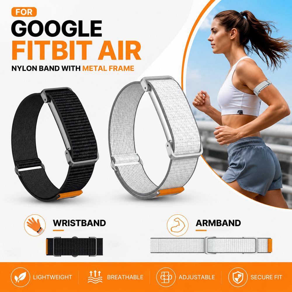 Nylon Armband And Wristband For Google Fitbit Air Watch Band With Metal Frame Adjustable Sports Watch Band For Google Fitbit Air