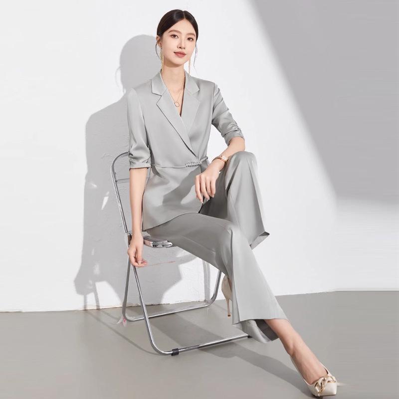 

Spring/Summer New Seven-Sleeve Lightweight Professional Suit with Trousers - New Chinese Style Formal Wear XL