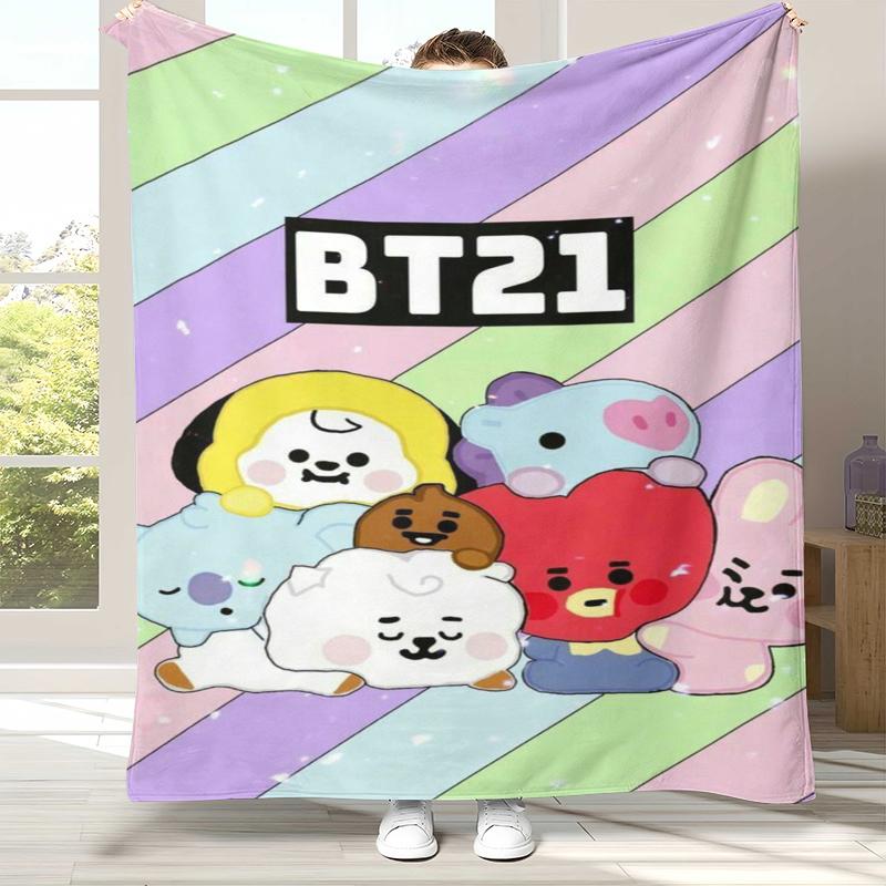 Fashion B-BTS Kpop Flannel Blanket,Ultra Soft Warm Plush Throw for Home Bedroom Bed Sofa Cover Office Camping Picnic gift