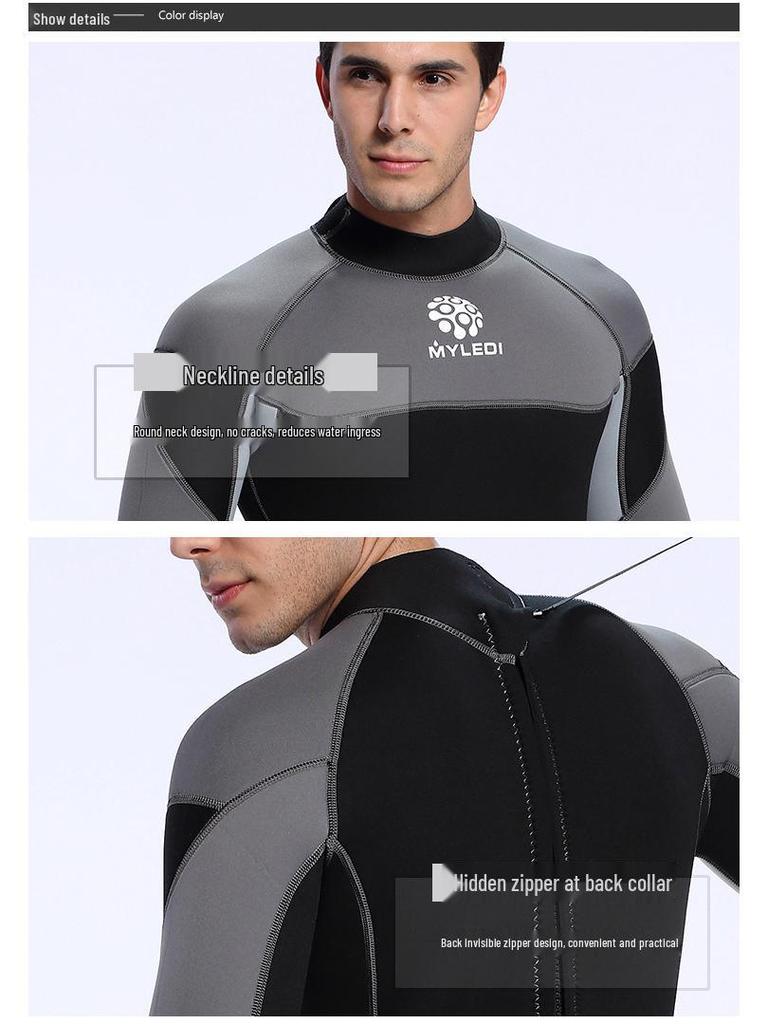 3mm Front Zipper One-Piece Wetsuit for Diving, Surfing & Swimming - Cold Protection Warm Suit