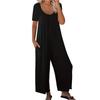 Women's Fashionable Casual Relaxed Fit Pocketed Short Sleeve Jumpsuit