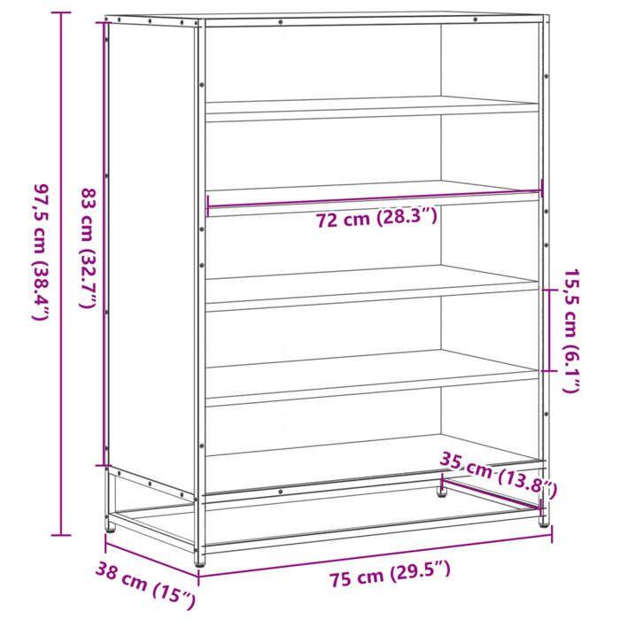VidaXL Shoe Cabinet Smoked Oak Engineered Wood and Metal 3300872