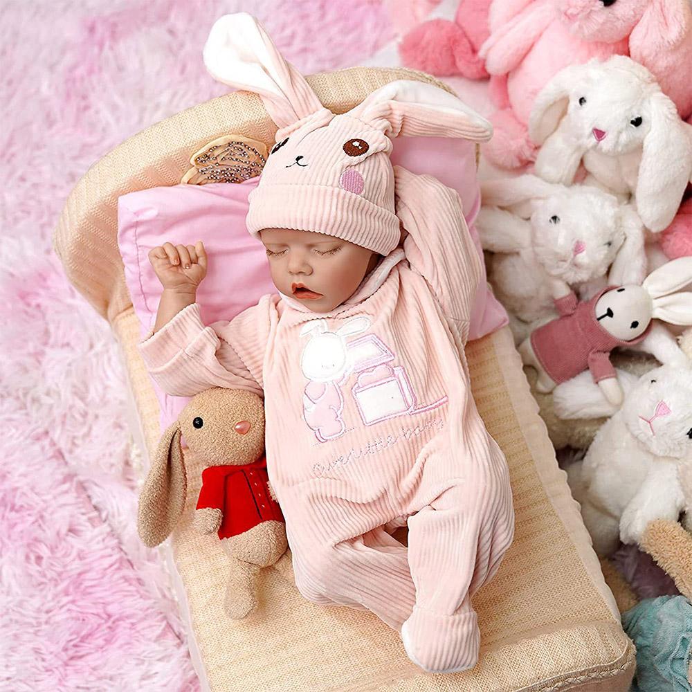 Silicone Reborn Baby Dolls Girl Clothes Outfit Accessories Pink Rabbit 46-50cm Doll Outfits Designer Fashion Doll Clothing Kit