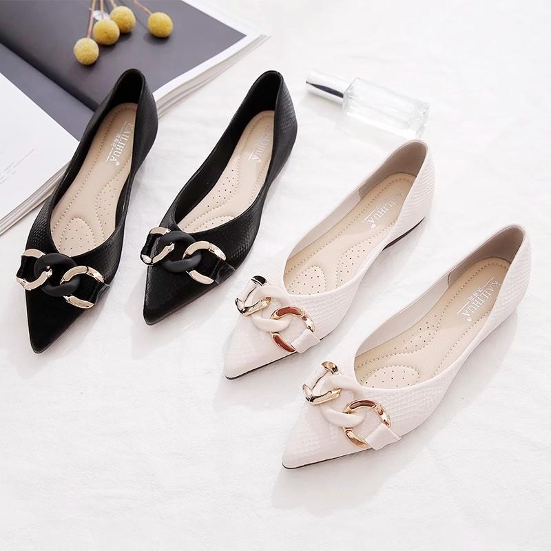 Pointed Female Autumn Versatile Flat-bottomed Explosion Late Evening Wind French Gentle Flat Shoes Female